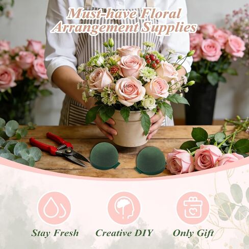 12 Pack Floral Foam Round, Green Mini Flower Arrangement Holder Supplies Florist Form Blocks for Wedding Birthday Centerpiece Decorations, Wine Bottle Decor, Fresh Flower Gifts in Saudi Arabia