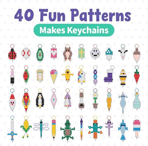 مجموعة صنع سلسلة المفاتيح من Eenua Pony Bead Pets 1800 خرزة في 21 لونًا و40 تصميمًا ممتعًا مجموعة حرفية يدوية مع سلاسل المفاتيح صندوق تخزين الحبل المرن مثالي لعيد الميلاد وهدايا حفلات أعياد الميلاد للمبتدئين in Saudi Arabia