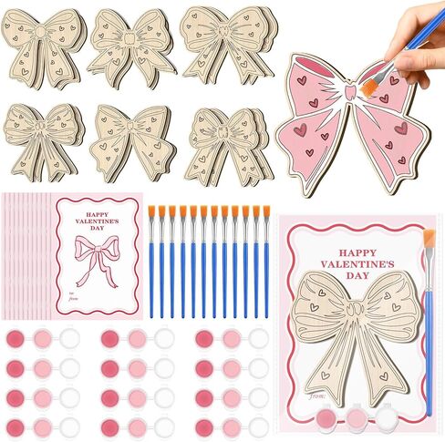 Moonld 12 مجموعة من هدايا عيد الحب القوس الوردي للبالغين القوس الخشبي القوس الوردي هدايا الحفلات غير المكتملة مجموعات الحرف اليدوية مع بطاقات عيد الحب للوازم الحفلات والأنشطة الفنية in Kuwait