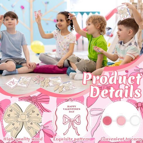 Moonld 12 مجموعة من هدايا عيد الحب القوس الوردي للبالغين القوس الخشبي القوس الوردي هدايا الحفلات غير المكتملة مجموعات الحرف اليدوية مع بطاقات عيد الحب للوازم الحفلات والأنشطة الفنية in Kuwait
