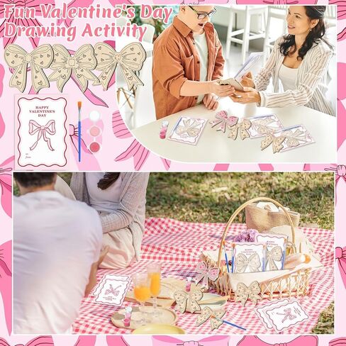 Moonld 12 مجموعة من هدايا عيد الحب القوس الوردي للبالغين القوس الخشبي القوس الوردي هدايا الحفلات غير المكتملة مجموعات الحرف اليدوية مع بطاقات عيد الحب للوازم الحفلات والأنشطة الفنية in Kuwait