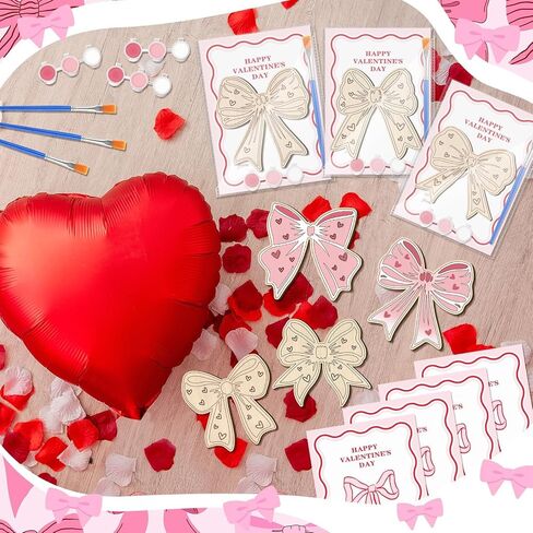 Moonld 12 مجموعة من هدايا عيد الحب القوس الوردي للبالغين القوس الخشبي القوس الوردي هدايا الحفلات غير المكتملة مجموعات الحرف اليدوية مع بطاقات عيد الحب للوازم الحفلات والأنشطة الفنية in Kuwait