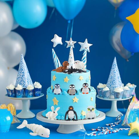 14 قطعة ألعاب تماثيل حيوانات القطب الشمالي مطبوعة ثلاثية الأبعاد، ألعاب حمام مفصلية واقعية للحيوانات القطبية مع الدب القطبي الثعلب البطريق أوركا كعكة القبعات العالية عيد الميلاد لعبة هدية للأطفال الصغار in Kuwait