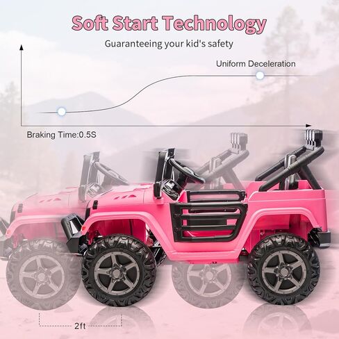 سيارة ركوب كهربائية بمقعدين 24 فولت للأطفال، شاحنة ركوب 4 × 4 مع جهاز تحكم عن بعد، نظام تعليق 4 عجلات، 3 سرعات، أضواء LED، بلوتوث، لعبة سيارة ركوب للأطفال من سن 3 إلى 8 سنوات، أسود in Kuwait