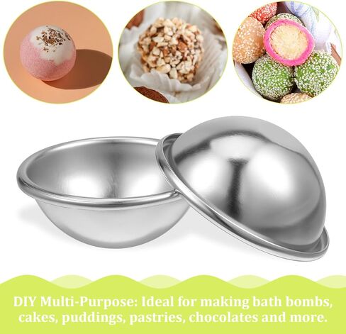 12 قطعة من قوالب قنابل الحمام، 2.1 بوصة DIY قالب قنابل الحمام المعدني، قوالب صنع الصابون بالضغط الكروي، كرات الاستحمام الفوارة لصنع لوازم صناعة الحرف اليدوية في المنتجعات الصحية in Kuwait