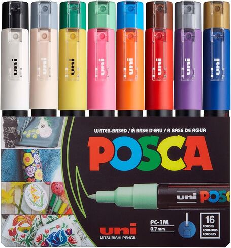 21 Posca Paint Markers, 1M Extra Fine Posca Markers with Replaceable Tips, Posca Marker Set of Acrylic Paint Pens | Posca Pens for Art Supplies, Fabric Paint, Fabric Markers, Paint Pen, Art Markers in Saudi Arabia