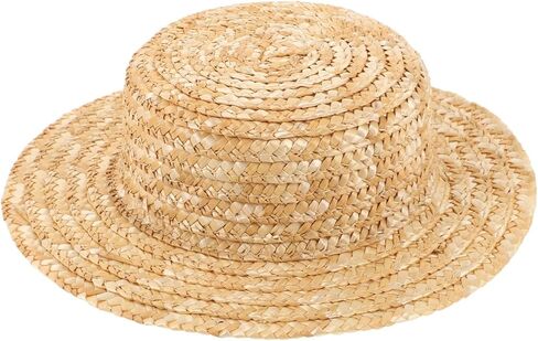 Small Straw Hat for Dolls 7 Inch Mini Woven Round Top DIY Craft Hat Photo Prop Party Decoration for Dollhouse and Toy Accessories in Kuwait
