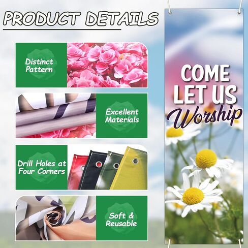 chiazllta 4 Pcs Spring Church Banners for Sanctuary Wall Spring Religious Hanging Backdrop Christian Bible Verse Banner Floral Flowers Inspirational Porch Signs for Sunday School Classroom Decorations in Saudi Arabia