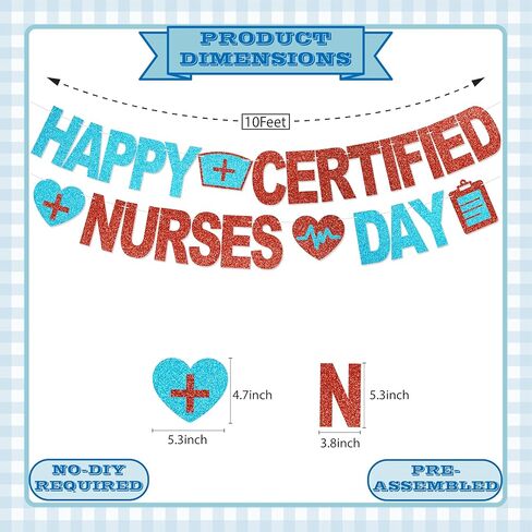 Happy Certified Nurses Day Banner - NO DIY National Certified Nurses Day Decorations For Party Supplies Certified Nurse Appreciation Gifts in Kuwait