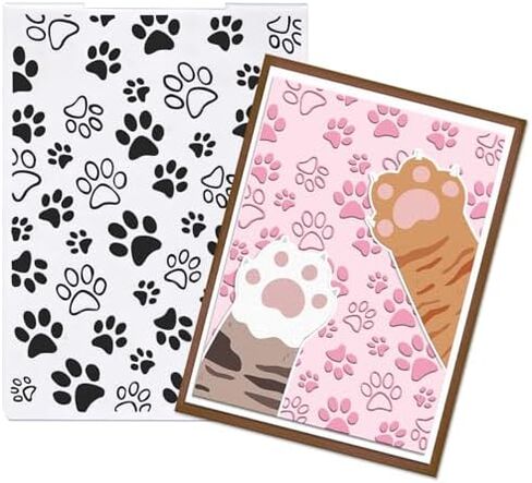 Pawprint Background Embossing Folder, Plastic Textured Impressions Cute Dog Cat Footprint Embossing Folder Template for Card Making Dog Lovers Scrapbooking Paper Craft Album Stamps DIY Décor in Saudi Arabia