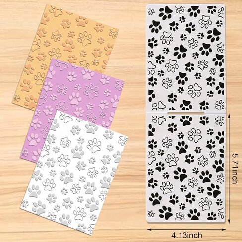 Pawprint Background Embossing Folder, Plastic Textured Impressions Cute Dog Cat Footprint Embossing Folder Template for Card Making Dog Lovers Scrapbooking Paper Craft Album Stamps DIY Décor in Saudi Arabia