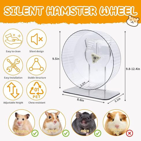 21 Pcs Hamster Cage Accessories, 9.5 inch Silent Hamster Wheel,15 Chew Toys Set, Ceramic Hideout with Food Bowl, Maze Wood House and Water Bottle Set for Small Animals Habitat in Saudi Arabia