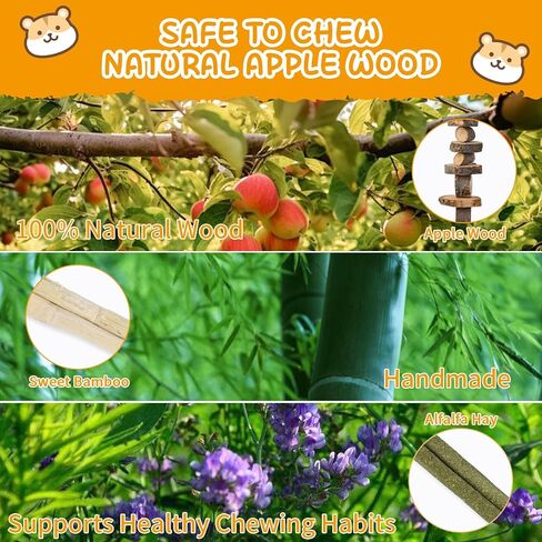 21 Pcs Hamster Cage Accessories, 9.5 inch Silent Hamster Wheel,15 Chew Toys Set, Ceramic Hideout with Food Bowl, Maze Wood House and Water Bottle Set for Small Animals Habitat in Saudi Arabia