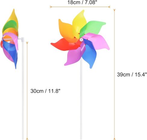 harfington قوس قزح pinwheels 15.4 بوصة 7 أوراق البلاستيك يندبروف للماء الرياح المطاحن المغازل طواحين الهواء لساحة حديقة الحديقة الفناء في الهواء الطلق ديكور حزب الزينة، ملونة in Kuwait