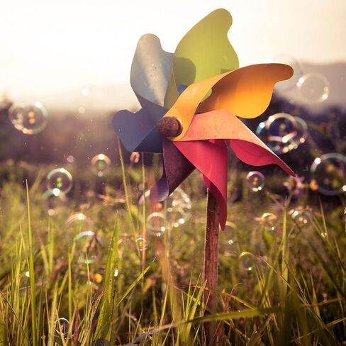 harfington قوس قزح pinwheels 15.4 بوصة 7 أوراق البلاستيك يندبروف للماء الرياح المطاحن المغازل طواحين الهواء لساحة حديقة الحديقة الفناء في الهواء الطلق ديكور حزب الزينة، ملونة in Kuwait