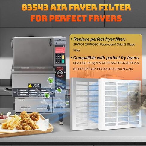 83543 Filter Replacement for perfect Fry Filter PFC570, PFA720,PFA570, 2-Stage HEPA & Carbon Filtration Reduces Odors for Ventless Deep Fryers,perfect Fryer Filters Compatible with 2FK001 & 2FR00801 in Saudi Arabia