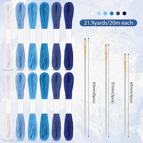 37 Pcs Sashiko Thread Kit Sashiko Needles Cotton Thimble Sashiko Patterns Embroidery Projects for Sewing Hand Quilting Mending Supplies in Saudi Arabia