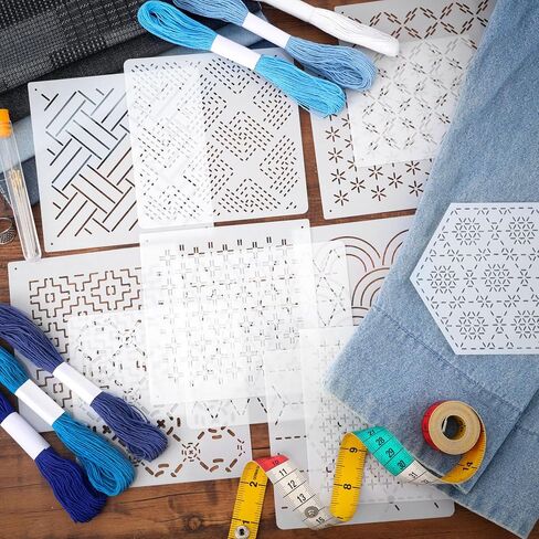 37 Pcs Sashiko Thread Kit Sashiko Needles Cotton Thimble Sashiko Patterns Embroidery Projects for Sewing Hand Quilting Mending Supplies in Saudi Arabia