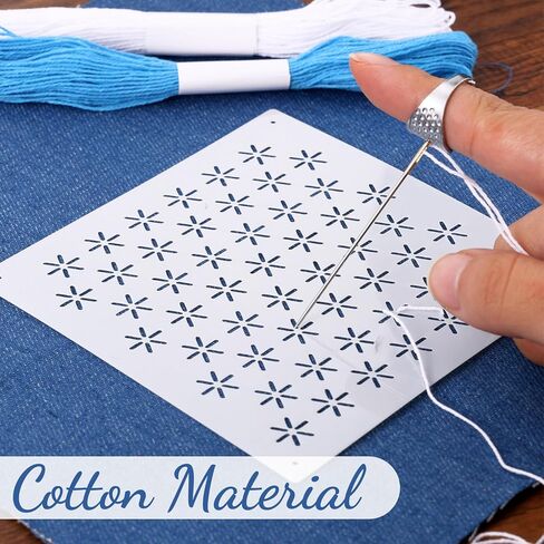 37 Pcs Sashiko Thread Kit Sashiko Needles Cotton Thimble Sashiko Patterns Embroidery Projects for Sewing Hand Quilting Mending Supplies in Saudi Arabia