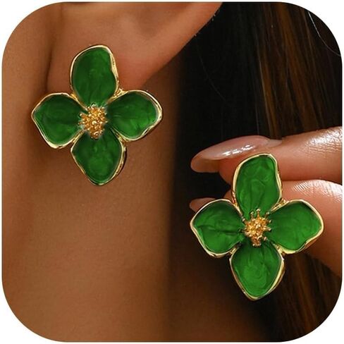 Gold Flower Earrings Daisy Floral Statement Earrings for Women Trendy Hypoallergenic Lightweight Spring Fashion Jewelry for Everyday Wear in Saudi Arabia