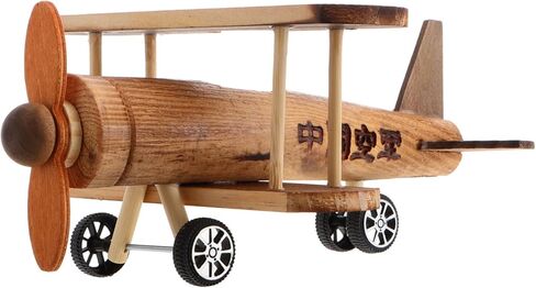 Vintage Wooden Biplane Model Retro Aircraft Sculpture for Home Office Desk Decor Creative Wood Craft Ornament for Aviation Enthusiasts in Saudi Arabia