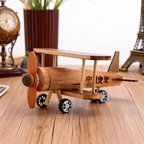 Vintage Wooden Biplane Model Retro Aircraft Sculpture for Home Office Desk Decor Creative Wood Craft Ornament for Aviation Enthusiasts in Saudi Arabia