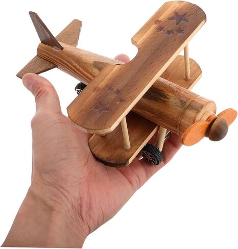Vintage Wooden Biplane Model Retro Aircraft Sculpture for Home Office Desk Decor Creative Wood Craft Ornament for Aviation Enthusiasts in Saudi Arabia