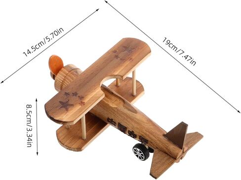 Vintage Wooden Biplane Model Retro Aircraft Sculpture for Home Office Desk Decor Creative Wood Craft Ornament for Aviation Enthusiasts in Saudi Arabia