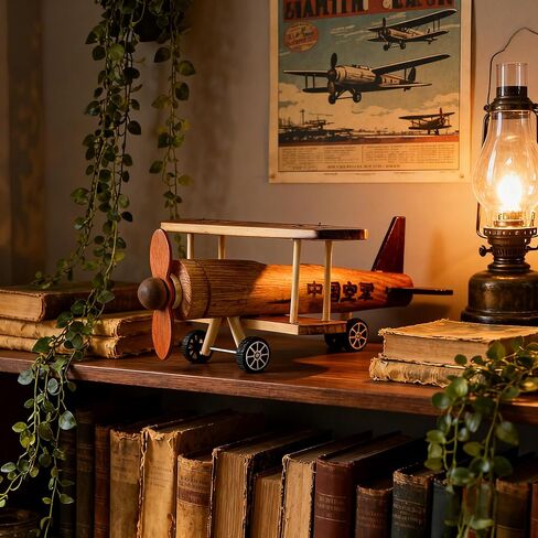 Vintage Wooden Biplane Model Retro Aircraft Sculpture for Home Office Desk Decor Creative Wood Craft Ornament for Aviation Enthusiasts in Saudi Arabia