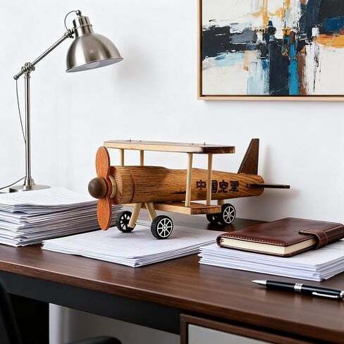 Vintage Wooden Biplane Model Retro Aircraft Sculpture for Home Office Desk Decor Creative Wood Craft Ornament for Aviation Enthusiasts in Saudi Arabia