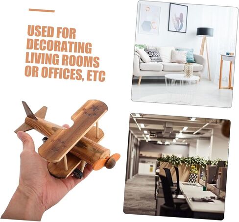 Vintage Wooden Biplane Model Retro Aircraft Sculpture for Home Office Desk Decor Creative Wood Craft Ornament for Aviation Enthusiasts in Saudi Arabia