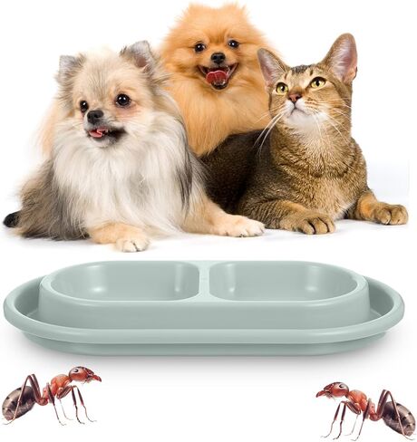 1 Pcs Cat Food Bowl 25 oz Cat Dog Pet Food Bowl Double Plastic No Spill Feeding Water Bowls Ants Go Away Feeding Bowls for Small Medium Pets (Grey) in Saudi Arabia