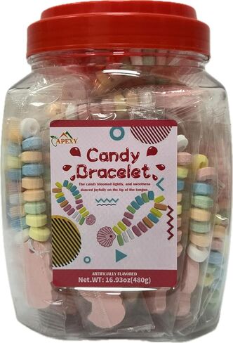 أساور APEXY Candy - 40 عدد أساور الحلوى ملفوفة بشكل فردي، مجوهرات حلوى كلاسيكية قابلة للتمدد للأطفال، إضافة باستيل مثالية إلى بوفيهك، أو الحفلات التي تحمل طابع الأميرة أو حقائب الهدايا in Saudi Arabia