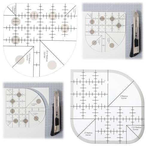 2 Pcs Curved Corner Cutter, Acrylic Quilting Ruler, Transparent Patchwork Sewing Ruler, Radius Corner Right Angle Quilting Templates DIY Sewing Supplies in Saudi Arabia