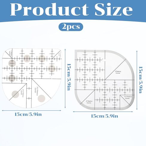 2 Pcs Curved Corner Cutter, Acrylic Quilting Ruler, Transparent Patchwork Sewing Ruler, Radius Corner Right Angle Quilting Templates DIY Sewing Supplies in Saudi Arabia