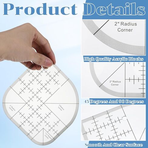 2 Pcs Curved Corner Cutter, Acrylic Quilting Ruler, Transparent Patchwork Sewing Ruler, Radius Corner Right Angle Quilting Templates DIY Sewing Supplies in Saudi Arabia