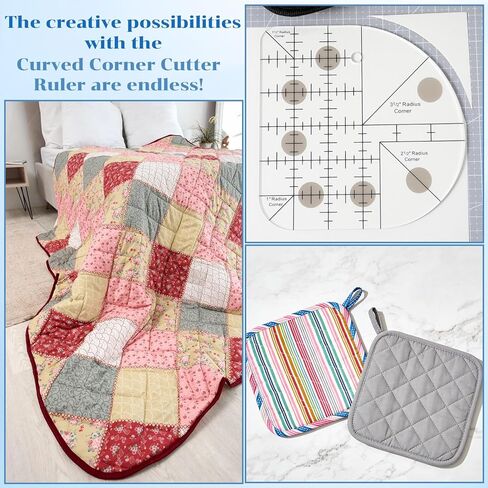 2 Pcs Curved Corner Cutter, Acrylic Quilting Ruler, Transparent Patchwork Sewing Ruler, Radius Corner Right Angle Quilting Templates DIY Sewing Supplies in Saudi Arabia