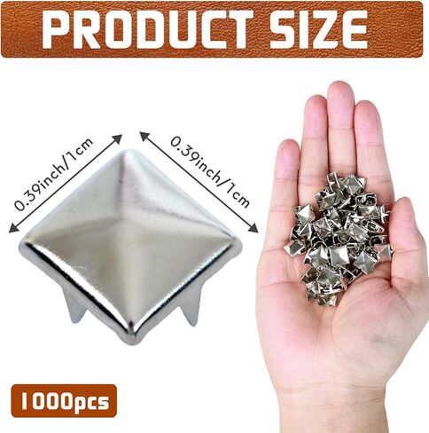 1000PCS Pyramid Studs for Clothing Leather, Metal Square Spikes for DIY Leathercraft, Jackets, Belts, Bags, Shoes – Metal Punk Stud Rivets for Clothing Decoration in Kuwait