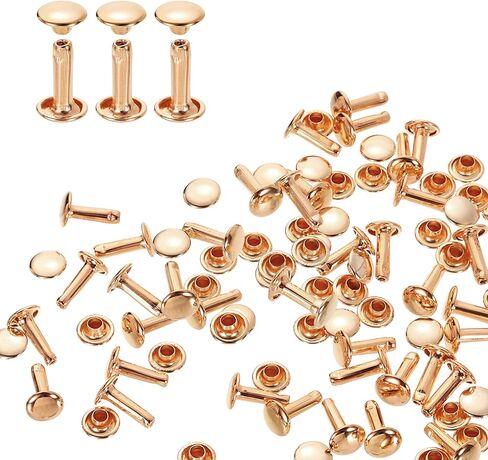 harfington 80 مجموعات مزدوجة غطاء المسامير 12x12mm الكربون الصلب جولة رئيس يستقر ترصيع السحابات ترصيع معدنية أنبوبي للحرف الجلدية إصلاح الديكور، جونميتال in Kuwait