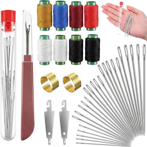 Jxiwfvl 39PCS Steel Needles for Hand Sewing, Sewing Kit for Adults Big Eye Steel Tool Set, Needle and Thread Kits, Threader and Needle Repair Kit Stainless for Beginners & Daily Use in Saudi Arabia