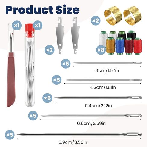 Jxiwfvl 39PCS Steel Needles for Hand Sewing, Sewing Kit for Adults Big Eye Steel Tool Set, Needle and Thread Kits, Threader and Needle Repair Kit Stainless for Beginners & Daily Use in Saudi Arabia