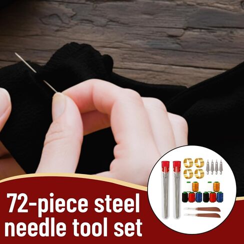 ZHLKHIOP Big Eye Steel Sewing Needles Kit, 72-Piece Double Set with Large Eye Needles for Beginner, Big Eye Steel Needle Kit,Portable Sewing Kit for Travel, DIY Projects and Home Clothing Repairs in Saudi Arabia