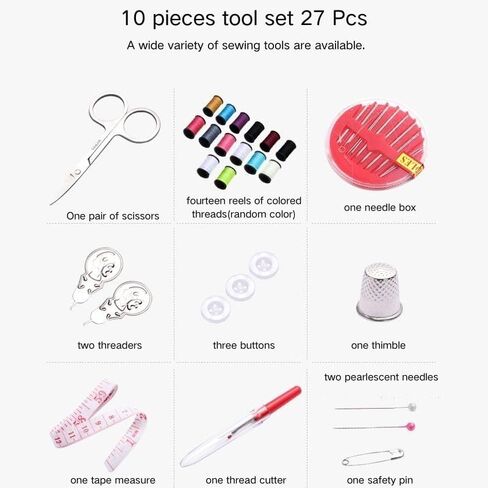 27Pcs Sewing Kit for Adults, Needle and Thread Kit, Travel Sewing Kit Sewing Supplies, Basic, Beginner Sewing Tools in Saudi Arabia