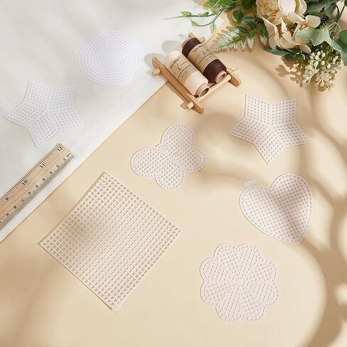 CRAFTYMELODY 28Pcs Mesh Plastic Canvas Sheets kit 7 Styles Mesh Canvas Sheets Butterflies Hearts Flower Star Blank Needlepoint Canvases Kit for Embroidery Knit and Crochet DIY Craft Projects in Saudi Arabia