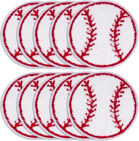 10 قطع من رقع البيسبول Vouchmind للكي، تصميم بيسبول مطرز للقبعات والسترات والجينز والحقائب - رقع بيسبول ذاتية اللصق ومخيطة للديكور والإصلاح in Kuwait