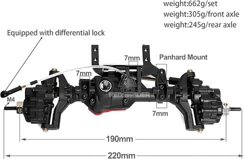 REDSPIDER 1/10 RC Axles Complete Nylon Front Rear Portal Axle with Differential Lock Kit and Servo Mounts for 1/10 RC Car Crawler TRX-4 Defender Bronco TRX4 Chassis DIY Upgrade Parts (Front+Behind) in Saudi Arabia