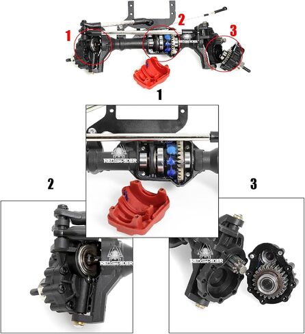 REDSPIDER 1/10 RC Axles Complete Nylon Front Rear Portal Axle with Differential Lock Kit and Servo Mounts for 1/10 RC Car Crawler TRX-4 Defender Bronco TRX4 Chassis DIY Upgrade Parts (Front+Behind) in Saudi Arabia