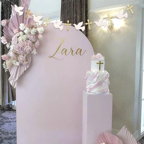 Christening Dove and Cross Banner - God Bless Easter Party Gold Glitter Decoration Garland, Fist Holy Communion Baby Shower Decor (god Bless Banner) in Saudi Arabia