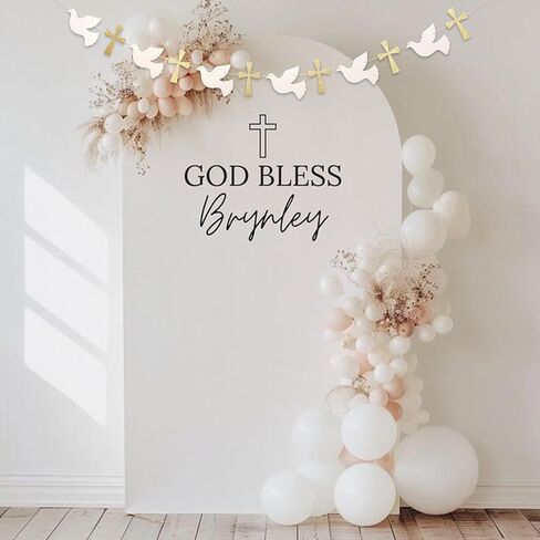 Christening Dove and Cross Banner - God Bless Easter Party Gold Glitter Decoration Garland, Fist Holy Communion Baby Shower Decor (god Bless Banner) in Saudi Arabia
