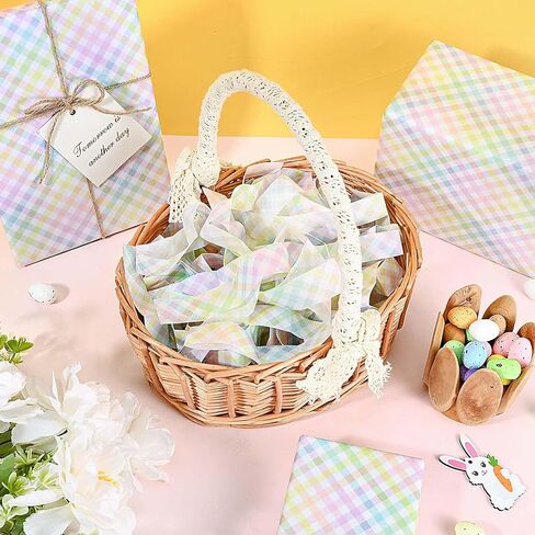 100Pcs Easter Tissue Paper for Gift Wrapping Pastel Plaid Color Art Tissue Paper for Happy Easter Party Spring Holidays DIY Craft Supplies, 20 * 14 Inches in Saudi Arabia
